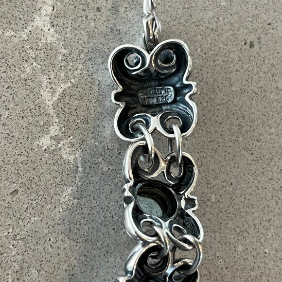 LAGOS STERLING SILVER & 18K YELLOW GOLD HEMATITE FLEUR DE LIS LINK BRACELET - Picture 9 of 10